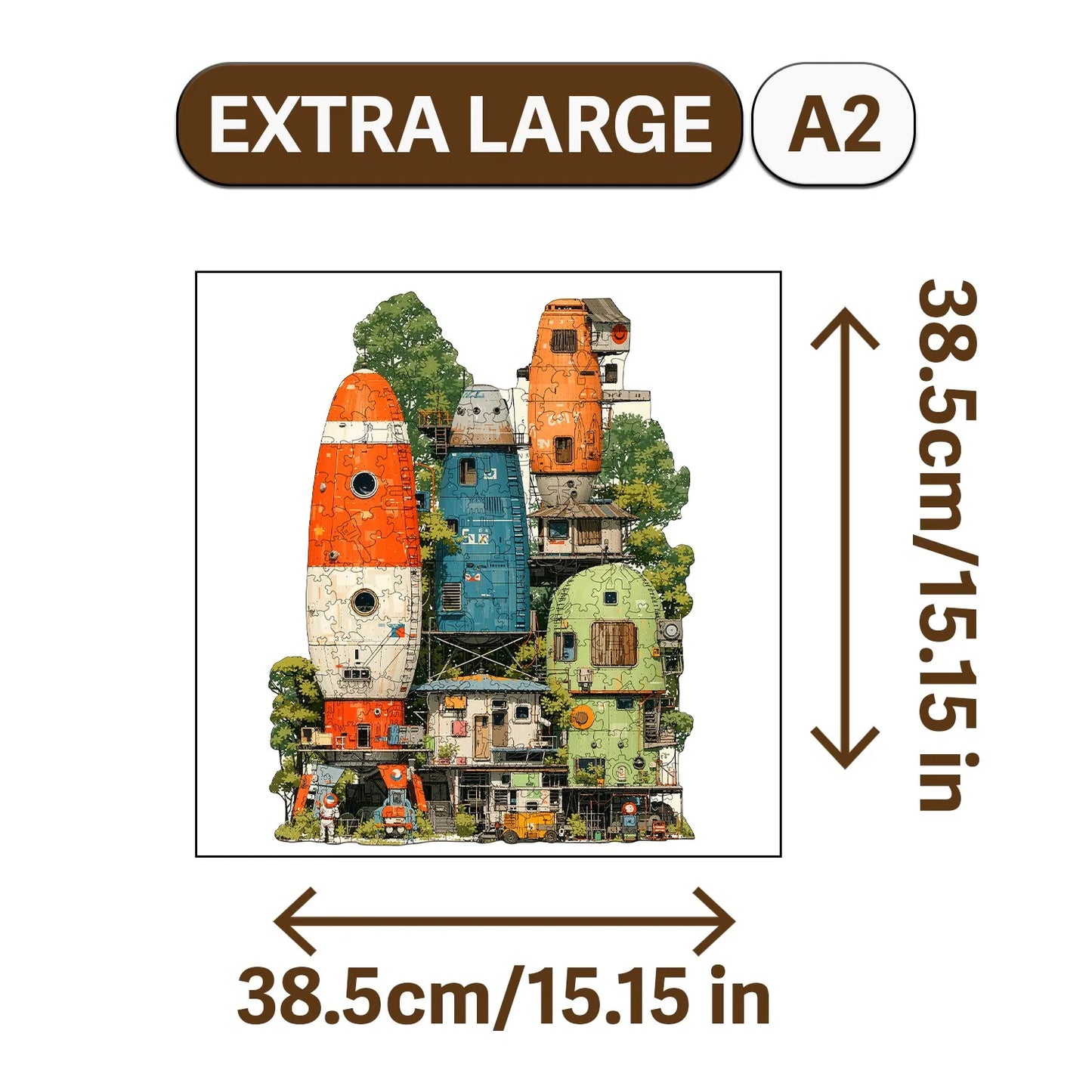 Science Fiction City Wooden Jigsaw Puzzle Wood Home Decor Painting Christmas and Halloween Gift Toy for Teen and Kid