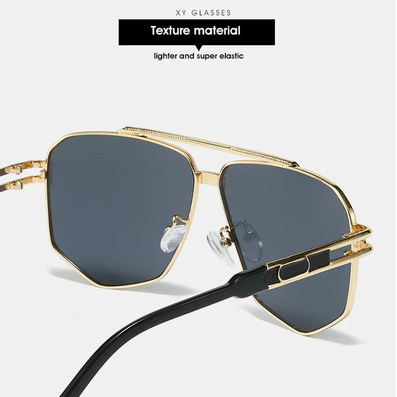 JNPCXI Fashion Double Bridges Square Sunglasses Women Men Retro Gradient Sun Glasses Shades UV400