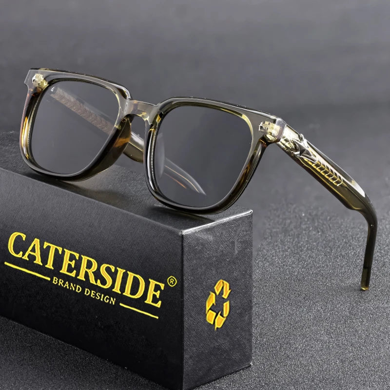 CATERSIDE Fashion Square Sunglasses Man Large Frame Sun Glasses Party Travel Beach Eyewear Ideal Choice for Gifts UV400