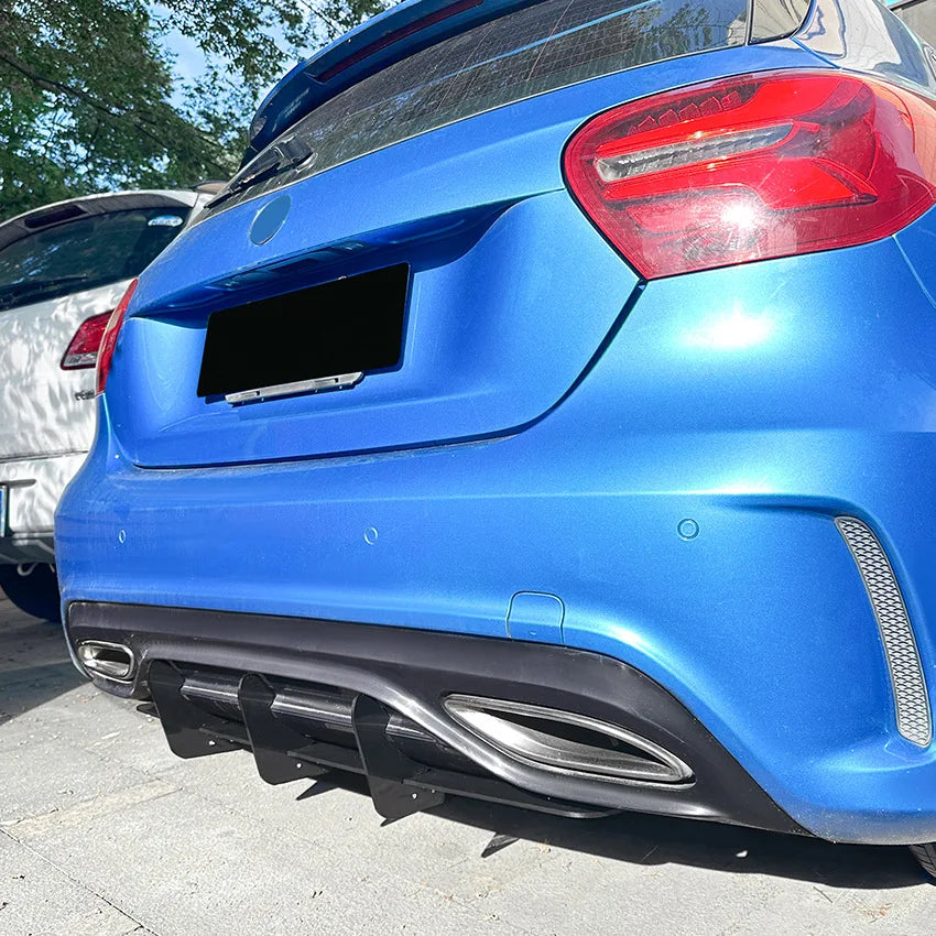 For Mercedes Benz A Class W176 AMG Line 2016-2018 Rear Bumper Lip Diffuser Spoiler Splitter Tuning Accessories Gloss Black