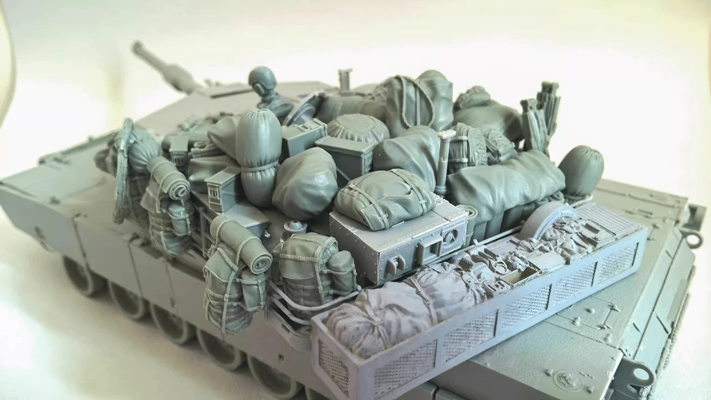 1:35 Casting Resin Model Assembly Kit, GK, M1 Car Package and Soldier, Unpainted