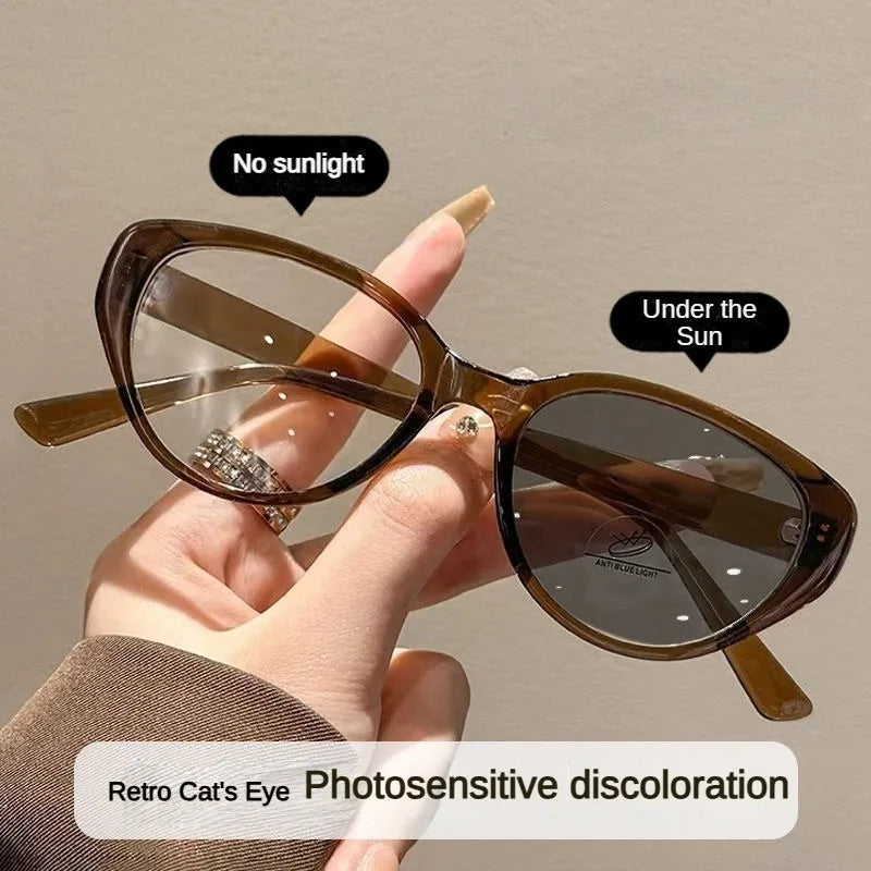 Photochromic Eyeglasses for Woman Anti Radiation Cat Eye Glasses