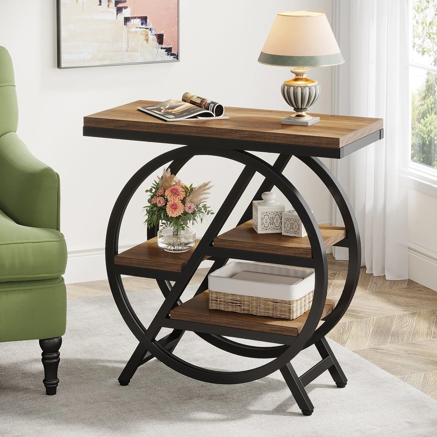 Tribesigns  Living Room, 3-Tier Narrow Side End Table w/ Storage Sofa Side Table