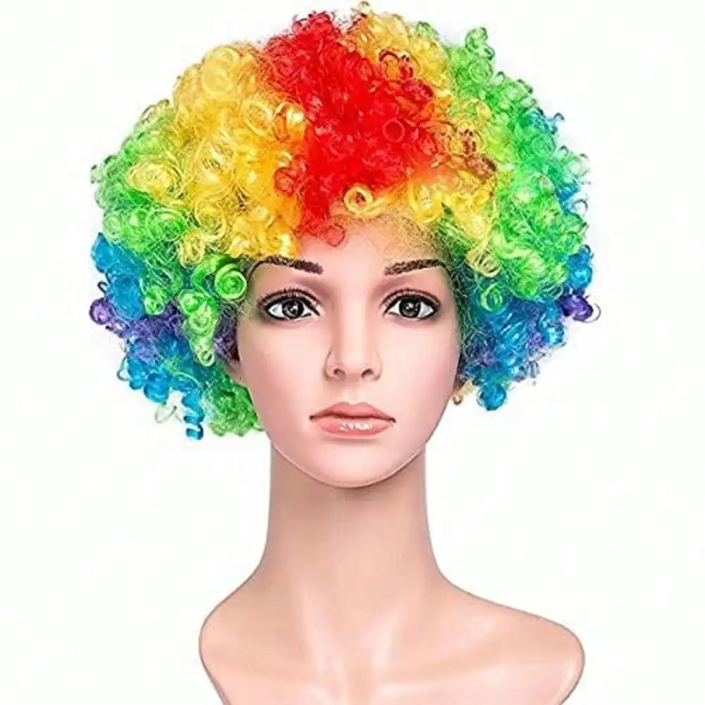 Colorful Clown Wig Afro Curly Synthetic Cosplay for Men Women Mardi Gras Christmas Party Wig Red Green Yellow Blue Wig Clown