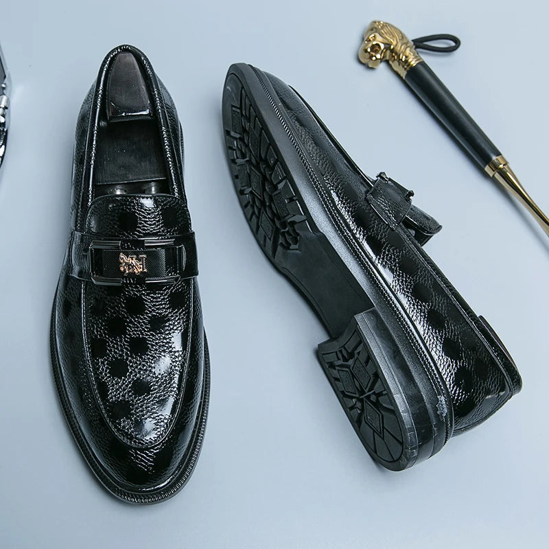Classic Men's Dress Shoes Formal Brogues Leather Shoes Men High Quality Casual Business Wedding Shoes Men Slip On Office Loafers