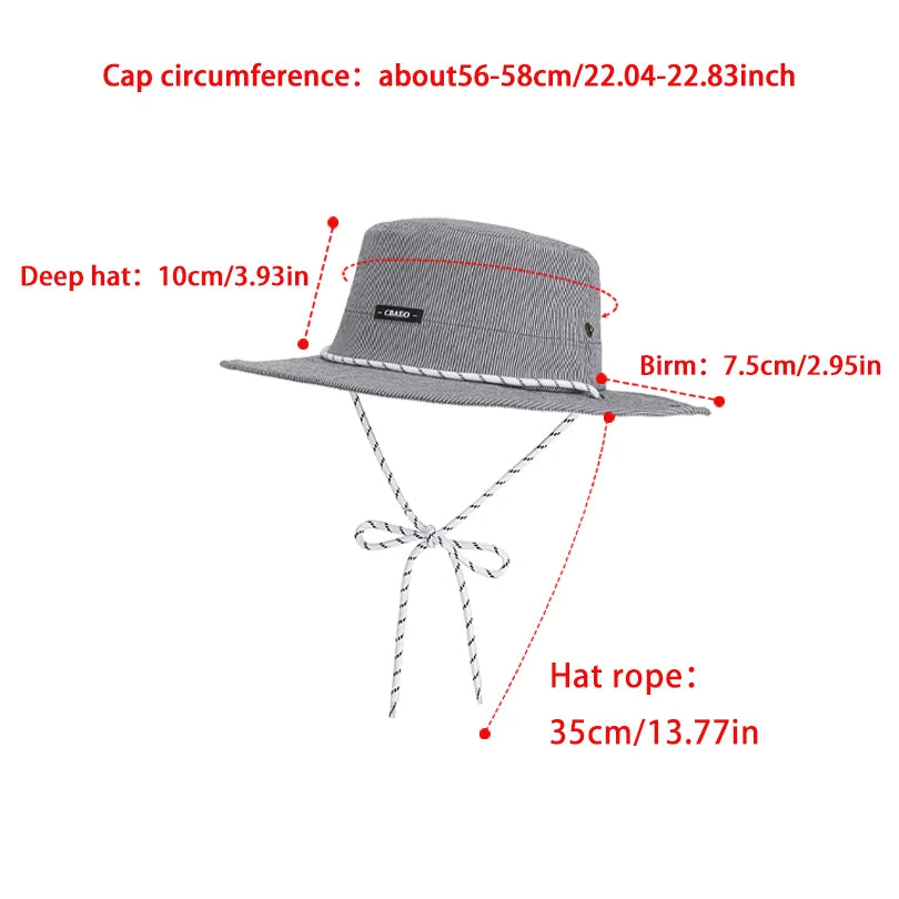 6150-New Spring/Summer Women's Outdoor Traveling Casual Multi-Functional Striped Wide-brimmed Sun Hat Quick-drying Fisherman Hat