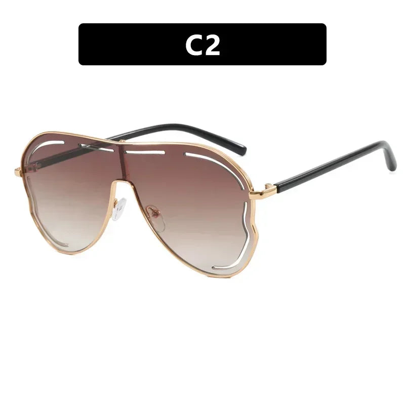 JNPCXI Oversized Retro Pilot Women Sunglasses Fashion Metal Quality Decoration Men Punk Shades UV400 Sun Glasses
