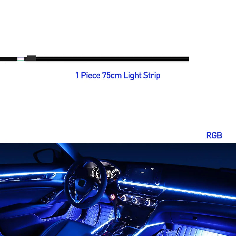 18 in 1 Car Ambient Light 64 Color Acrylic Strips 110cm 90cm 75cm 35cm 20cm Full Colors RGB Car Interior Bluetooth App Control