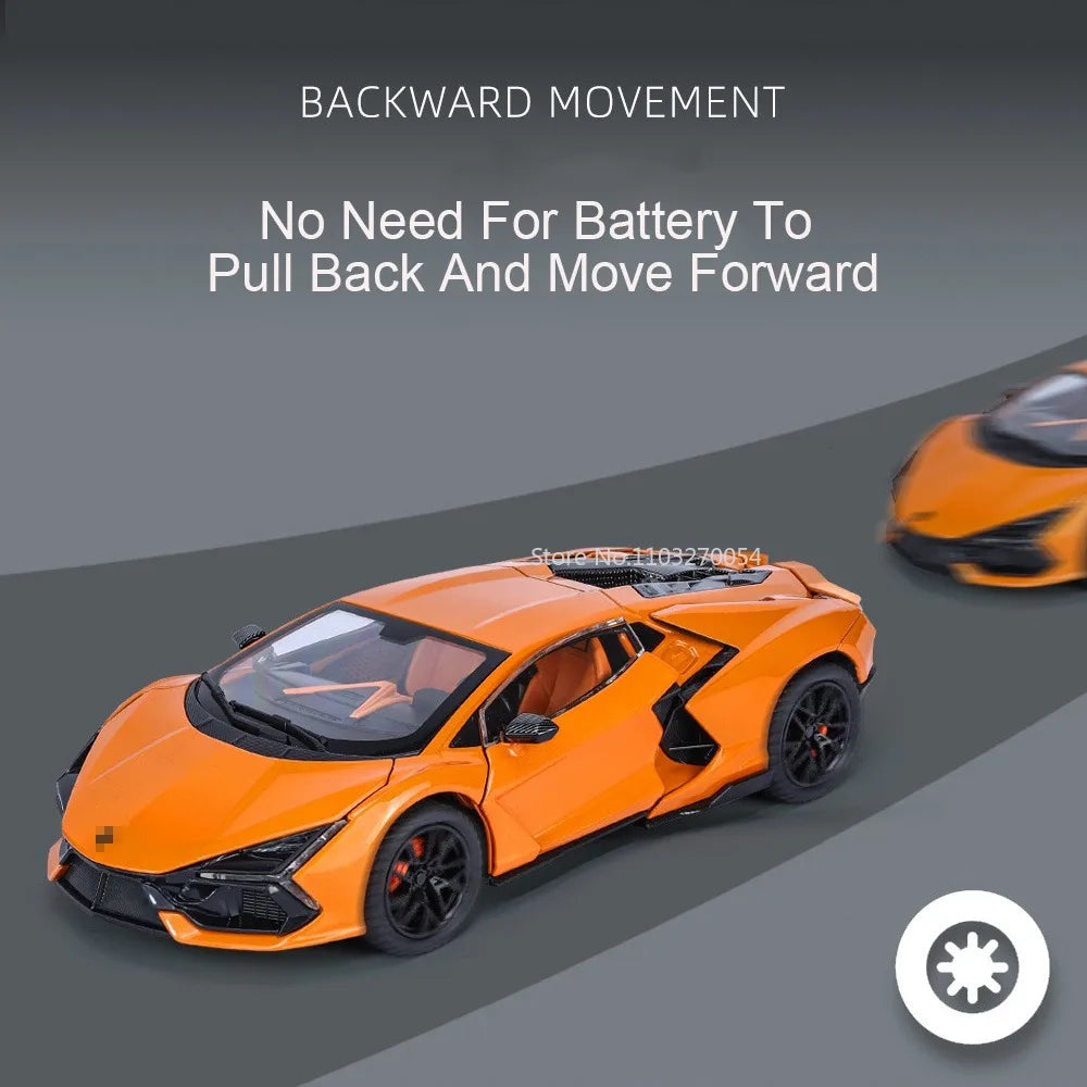Scale 1/24 Aventador Alloy Diecast Toy Car Model 4 Door Can Opened Rubber Tire Sound Light Full Back vehicle Boy Gift Decoration