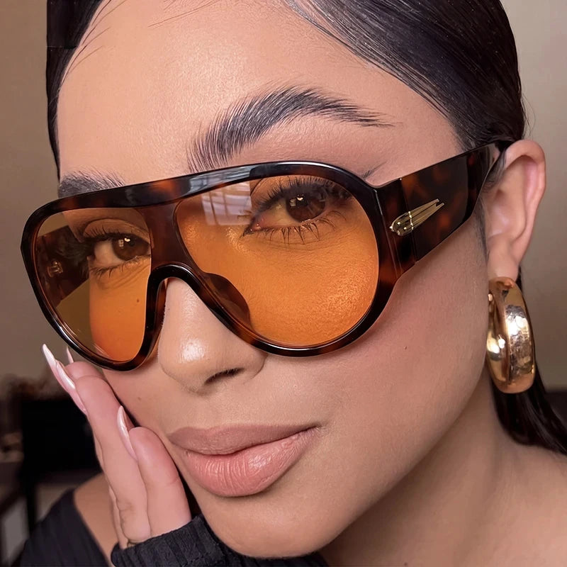 JNPCXI Oversized One-Piece Shield Sunglasses Women Luxury Brand Flat Top Windproof Sun Glasses Ladies Y2K Punk Goggle Shades