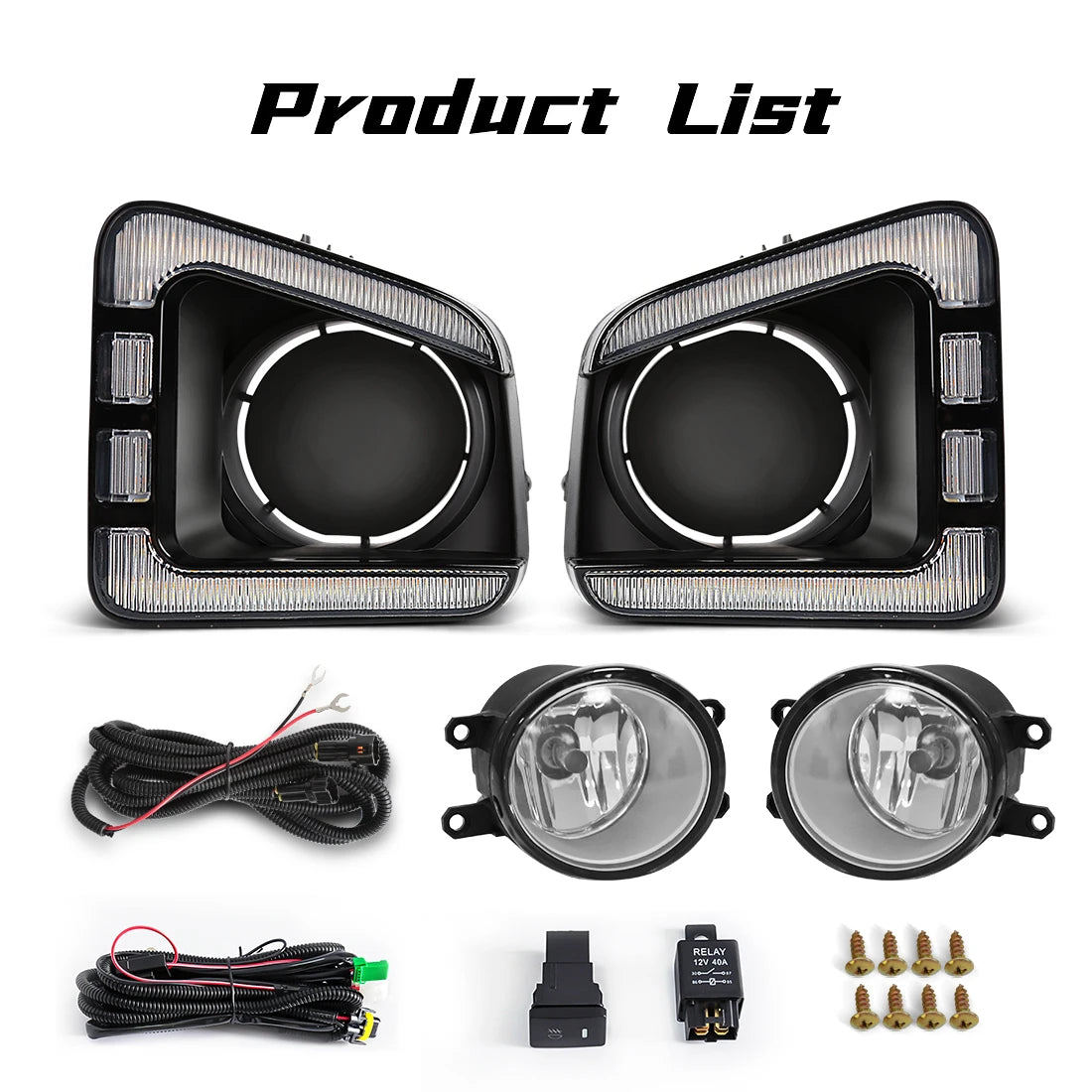 For Toyota Tundra 2014 2015 2016 2017 2018 2019 2020 2021 LED Fog Lights DRL Daytime Running Lights Turn Signal Daylight Halogen