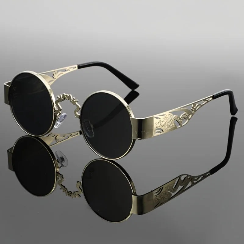 Classic and Fashionable Round Frame Glasses, with A Vintage Metal Frame, Perfect for Driving Beach Parties and Outdoor Travel