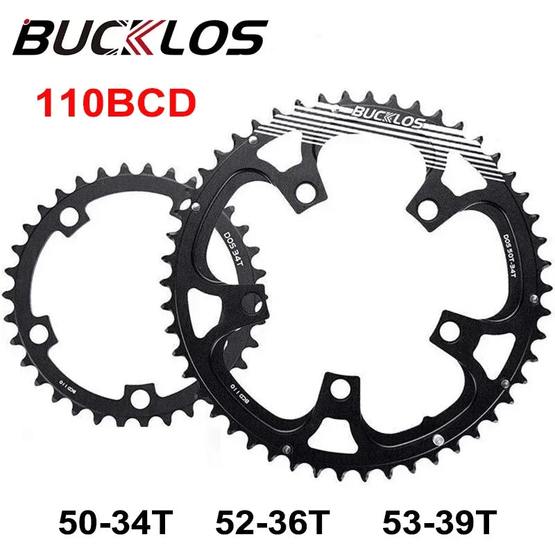 BUCKLOS 5 Bolts 110BCD Road Bike Chainring Lightweight Bicycle Crown 50-34T 52-36T 53-39T for Shimano Sram Crankset
