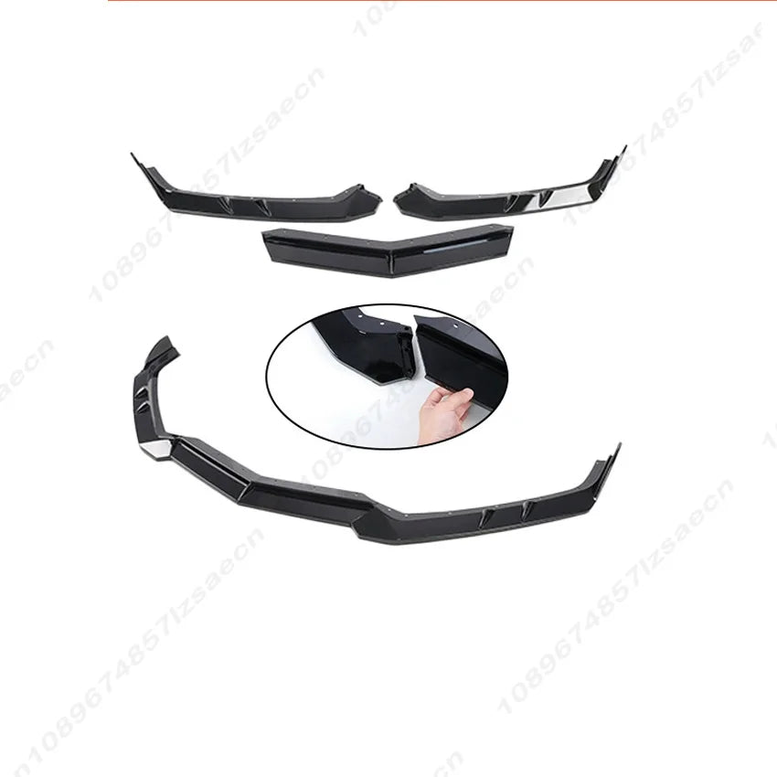 For Chevrolet Corvette C8 2 Door Z51 Stingray E-Ray 2020-2026 Car Front Bumper Lip Spoiler Splitter Glossy Black Body Kit Trims