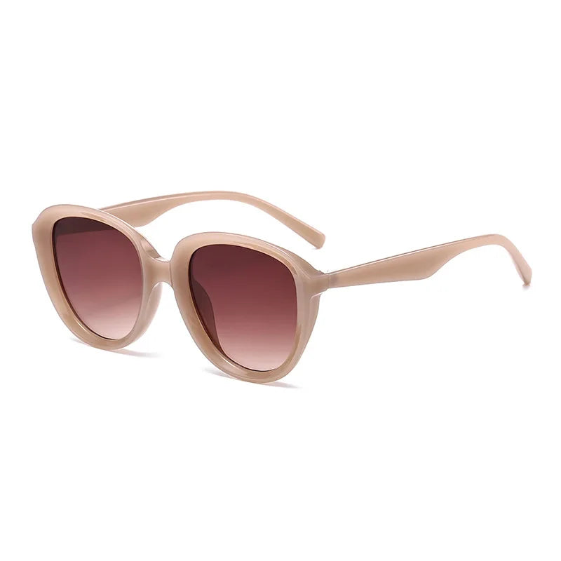 JNPCXI Retro Cat Eye Women Sunglasses Shades UV400 Fashion Brown Tea Trending Rivets Punk Men Sun Glasses