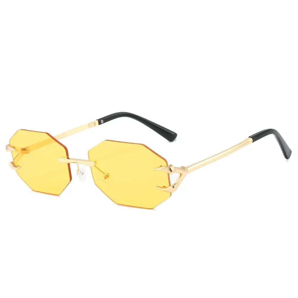 JNPCXI Retro Sunglasses Women Fashion Rimless Sun Glasses Men Shades Cutting Lens Ladies Frameless Eyeglasses