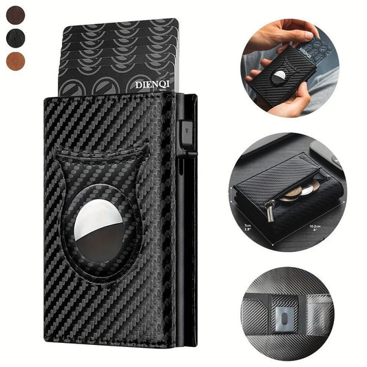 Anti-Theft Carbon Fiber Wallet Credit Card Holder Minimalist Coin Purse AirTag