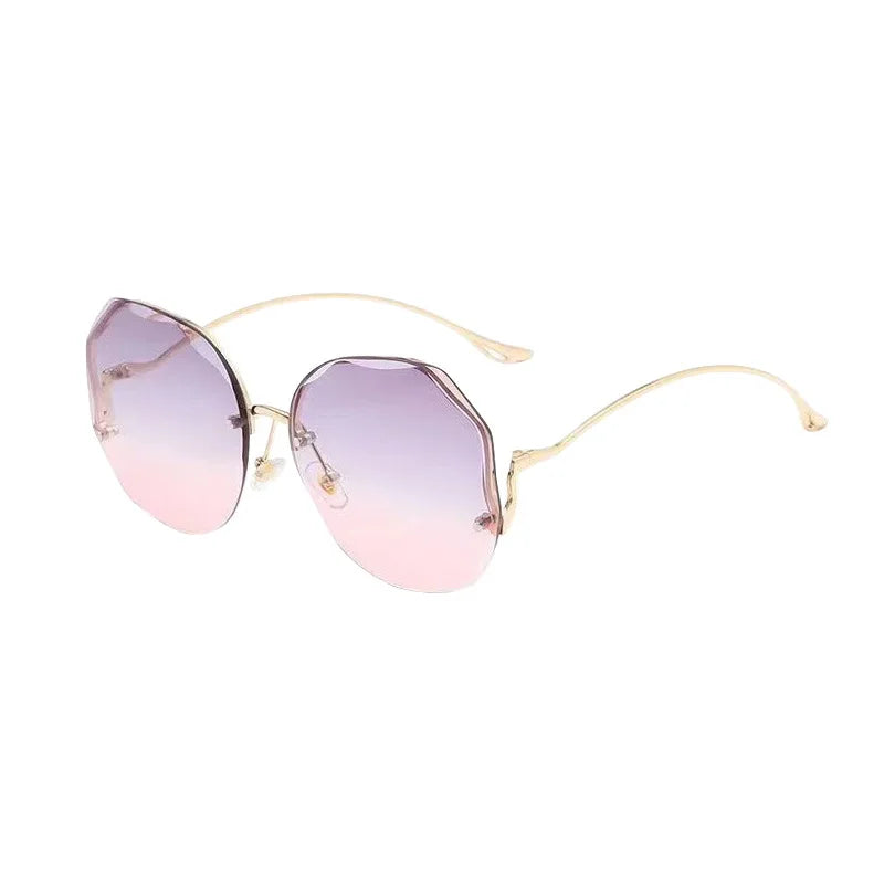 Sunglasses for Women Fashion Rimless Beach Gradient Sunglass Lady Retro Summer Shades UV400 Eyeglasses