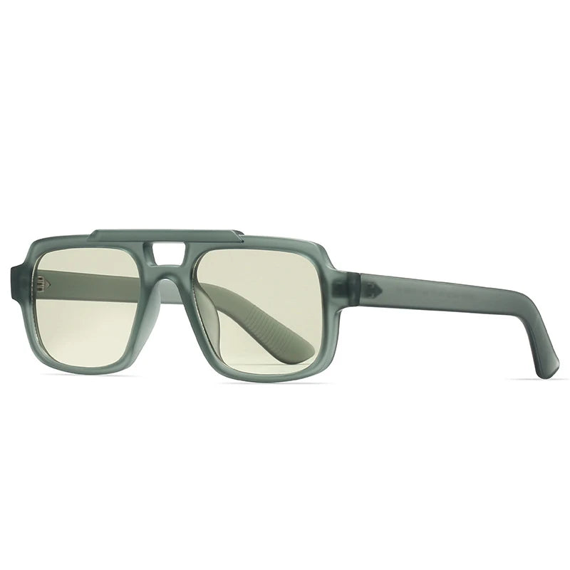 JNPCXI Fashion Double Bridges Square Men Sunglasses Fashion Gray Blue Shades UV400 Women Outdoor Punk Sun Glasses