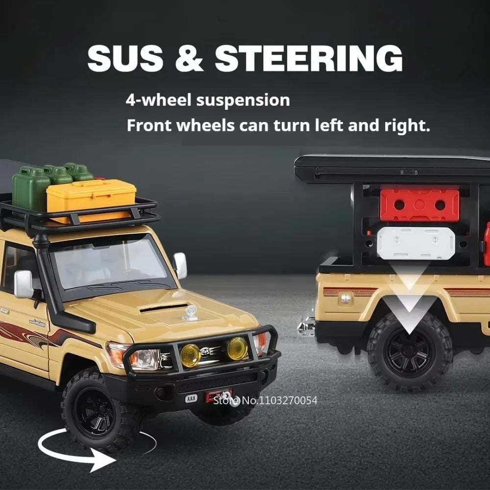 1:32 Land Cruiser LC79 Miniature Model Alloy Diecast Toys Car Front Wheel Steering Doors Opened Shock Absorption Vehcie Boy Gift