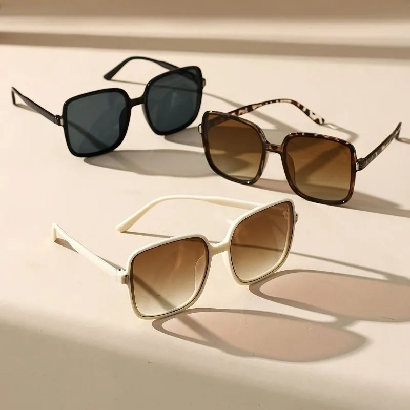 3pcs Women'S Fashion Square Frame Glasses - Stylish Tortoiseshell & Black PC Lenses
