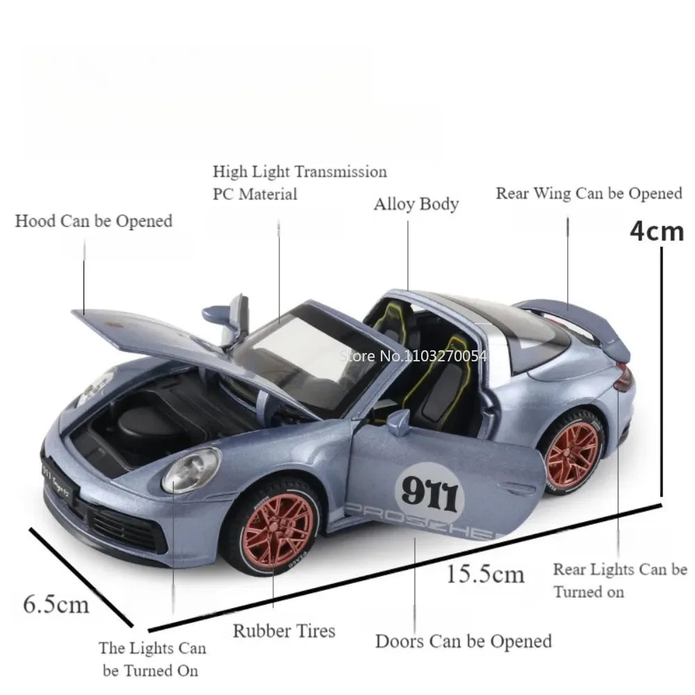 1:32 911 Targa 4S Cayenne Diecasts Model Alloy Boys Toys Miniature Supercar 4 Door Opened Vehicle Collectibles for Kid Toy Gifts