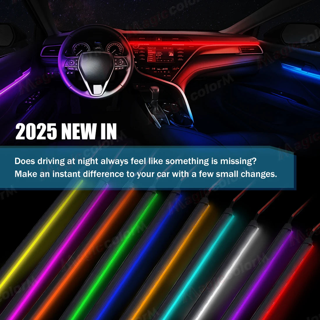 Car LED Ambient Light Car Interior Decorative Lamp For Universal DIY Flexible Hidden Cuttable Acrylic Strip High Density Colour