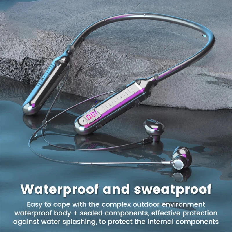 Pro Sports Magnetic Bluetooth Headphones In-ear Neck Strap Headphones 9D Surround Sound Music Headphones With Microphone 2025