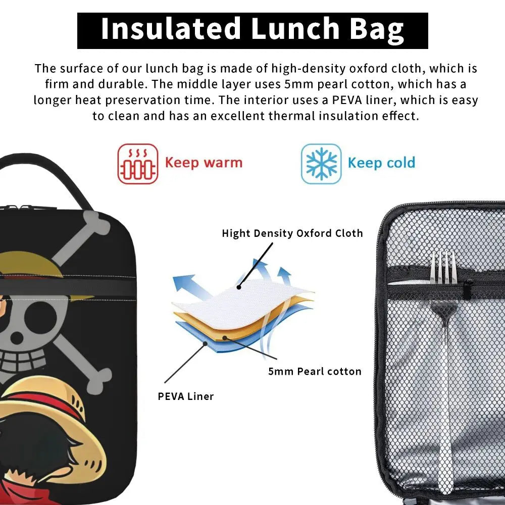 One Piece Monkey D Luffy Anime Insulated Lunch Thermal Bag Work School Bag M1