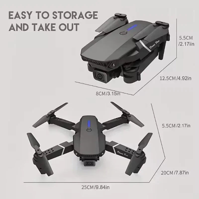 E88 Pro WIFI FPV Drone Wide Angle HD 4K 1080P Camera Height Hold Foldable Drones