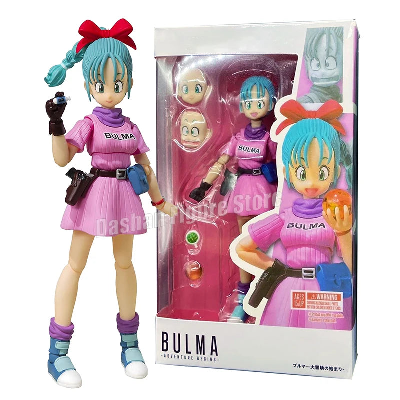 13cm SHF Dragon Ball Pink Bulma  Action Figure PVC Battle Detector Collection
