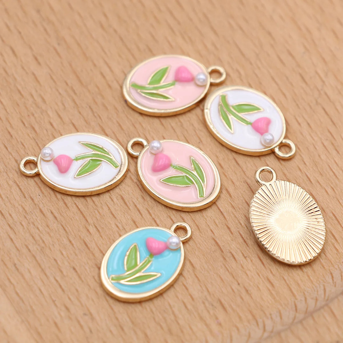6Pcs Gold Plated Tulip Flower Charm Pendant Jewelry Making Earrings Bracelet Necklace DIY Accessories Craft