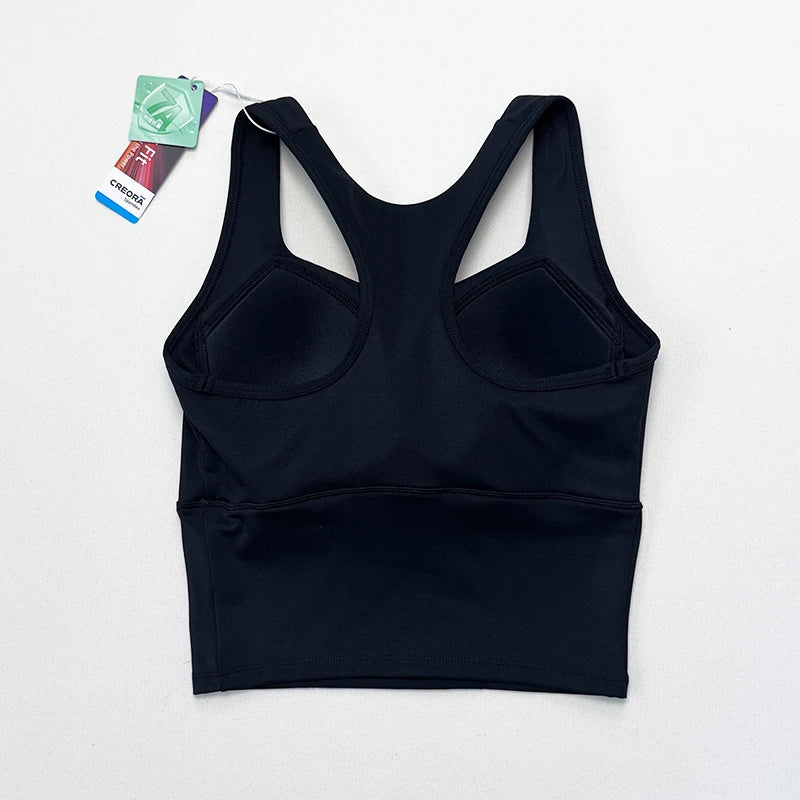 Women's fitness yoga sleeveless vest, elastic fitness yoga, running, dancing, crop top, bra