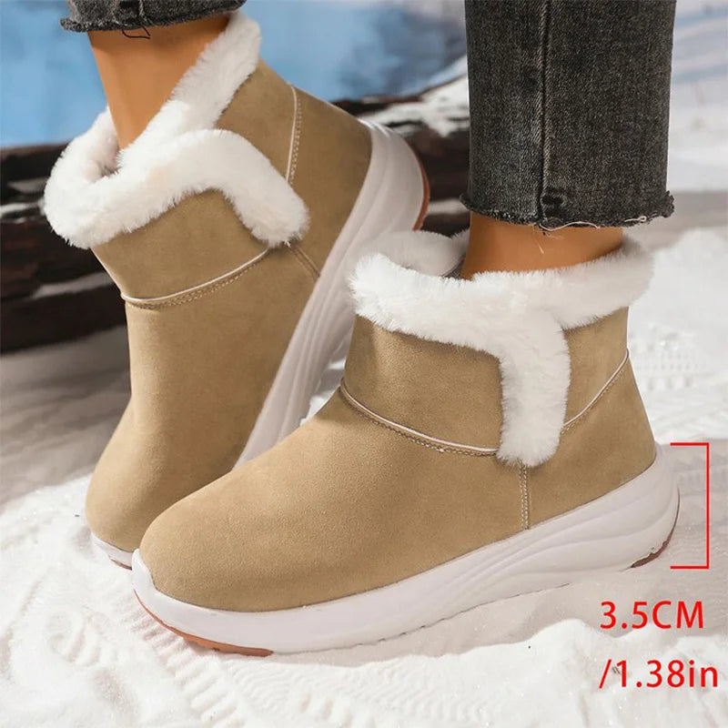 Winter Short Plush Warm Snow Boots Women Plus Size Platform Snow Boots Woman Fashion Faux Suede Non Slip Cotton Shoes Mujer