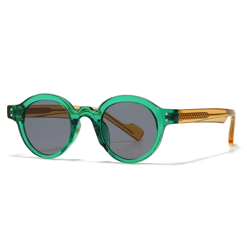 JNPCXI Retro Round Women Sunglasses Shades UV400 Fashion Punk Men Trending Green Yellow Sun Glasses