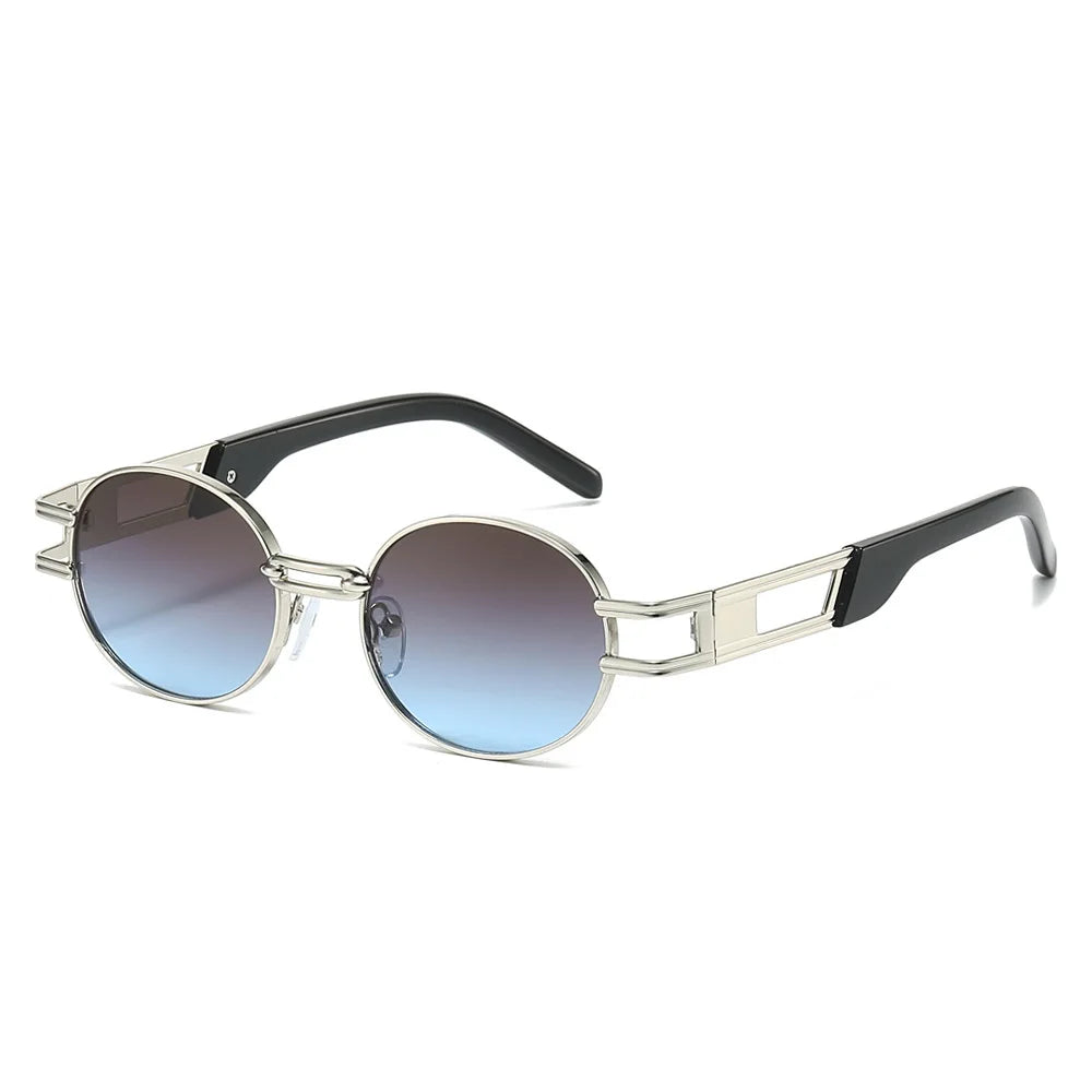 JNPCXI New Metal Steampunk Brand Sunglasses Women Luxury Metal Round Punk Fashion Men Sun Glasses Trend Designer Eyewear UV400