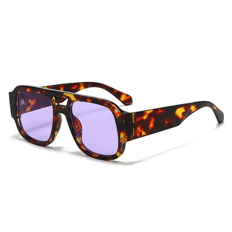 JNPCXI Fashion Women Double Bridges Square Sunglasses Candy Color Retro Wide Legs Men Sun Glasses Shades UV400