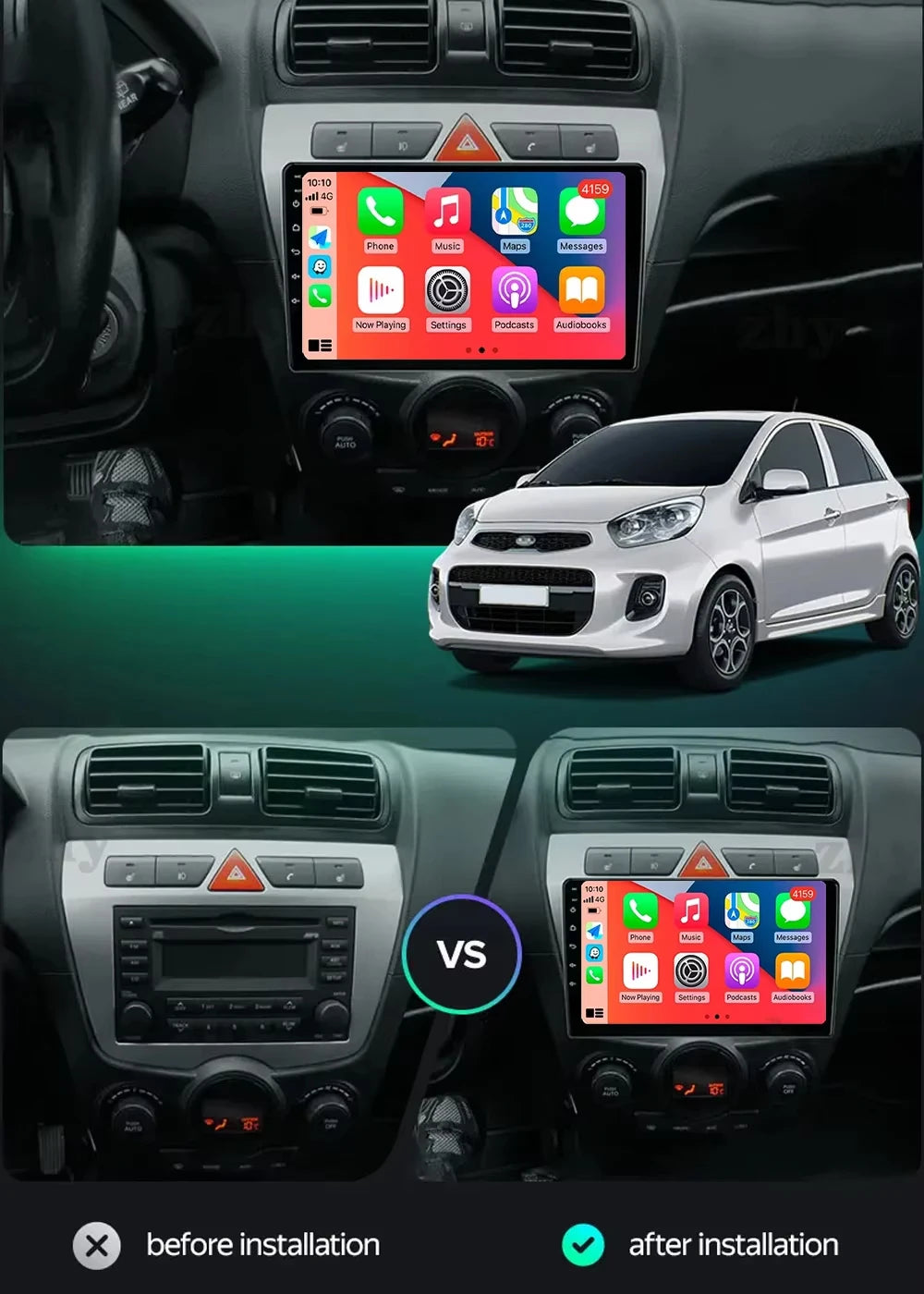 For Kia Morning Picanto 2007 - 2011 2K 12+256 QLED Android 15 CarPlay Car Radio Multimedia Video Player GPS stereo Head Unit