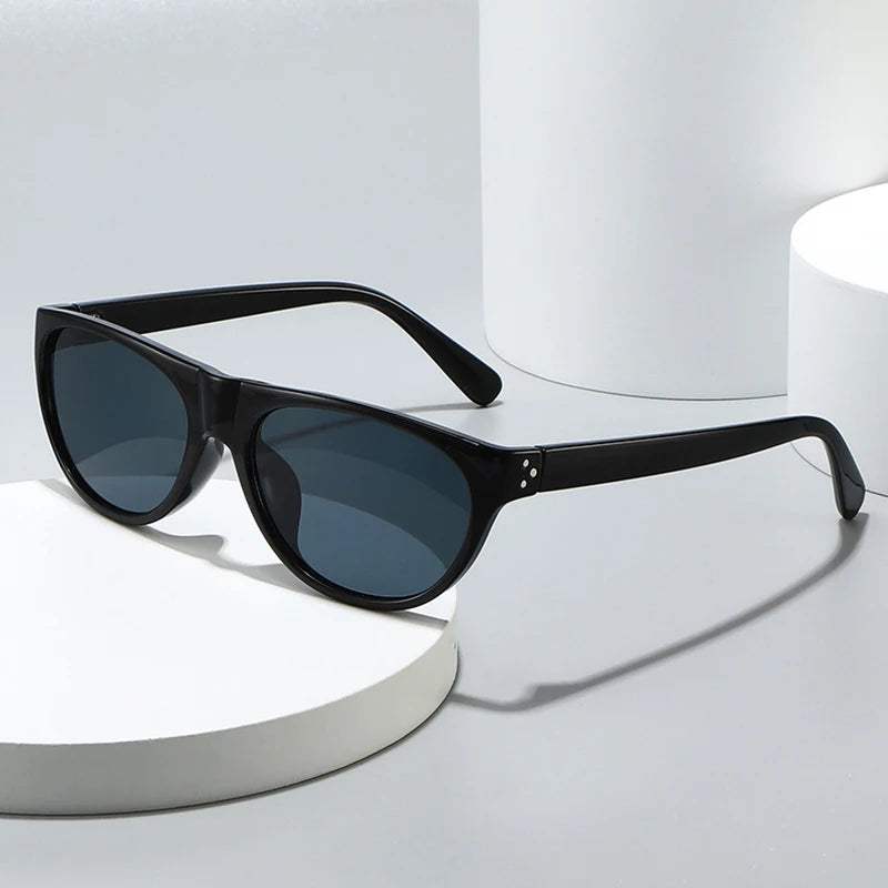 JNPCXI New Fashion Pilot Cat Eye Sunglasses Women Retro Rivets Shades UV400 Men Clear Lens Frame