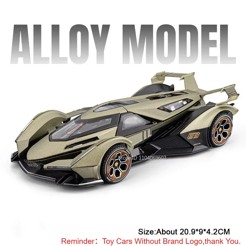 1:24 Lambor V12 SVJ63 Miniature Model Toys Diecast Alloy Car Sound Light Pull Back Doors Opened Sportscar Christmas Gift for Kid