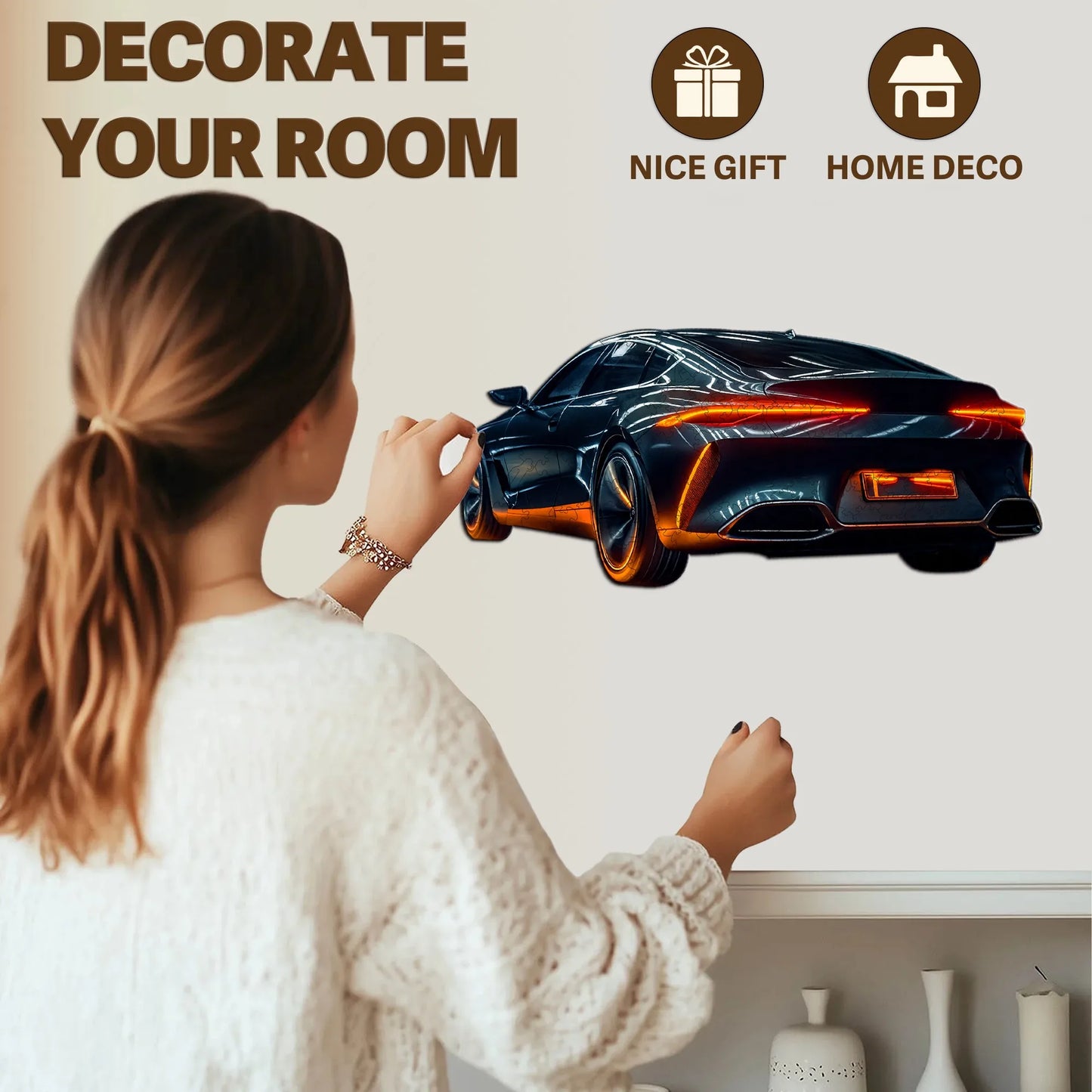 Luxury Sports Car Wooden Jigsaw Puzzle Sleek Design And Realistic Details Christmas and Halloween Gift Toy For Teen And Kid