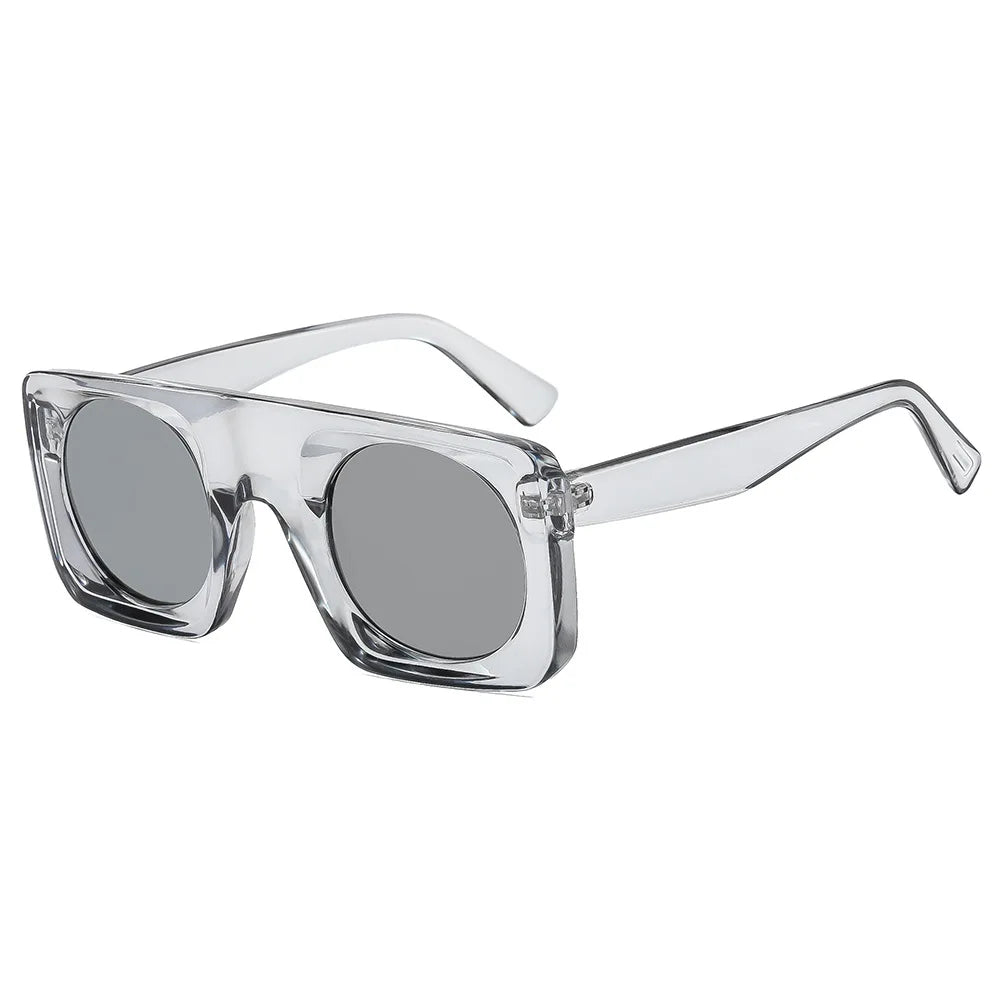 JNPCXI Vintage Square Sunglasses Women Black Tea Gradient Mirror Shades UV400 Fashion Punk Men Sun Glasses