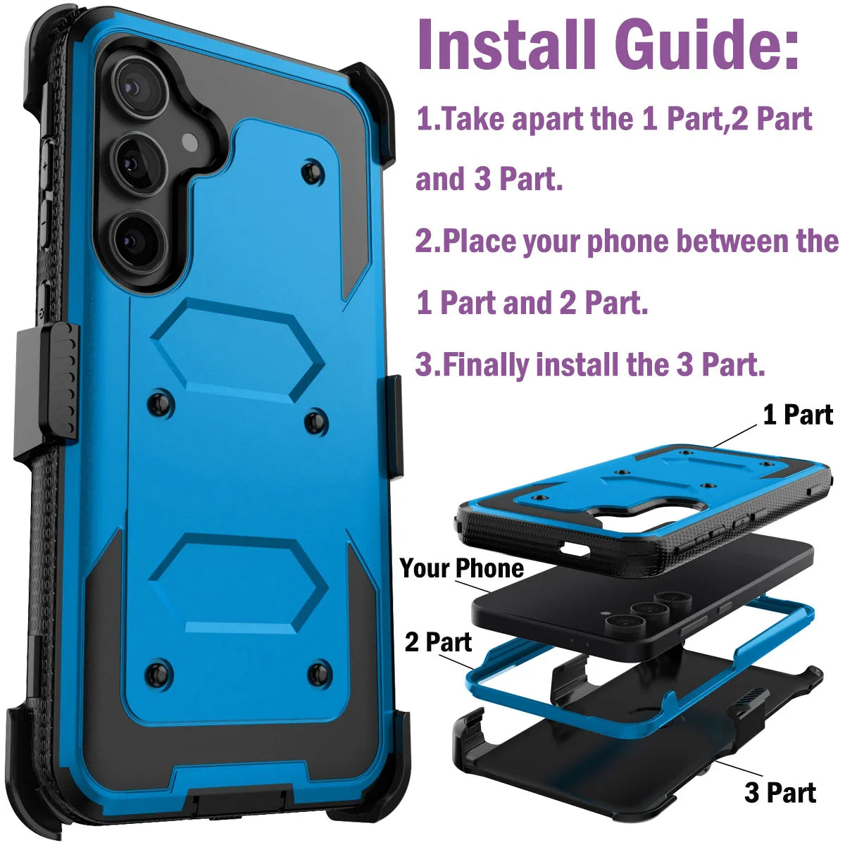 Samsung Galaxy S24/S24+/S24 Ultra/S24 FE Rugged Shockproof Heavy Duty Phone Case