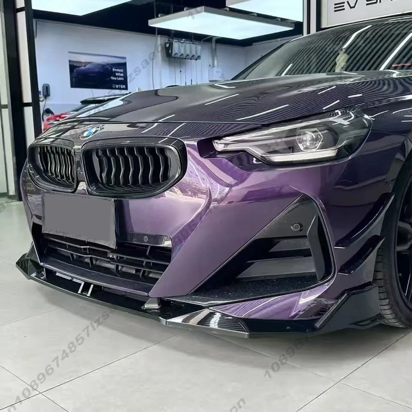 Car Front Bumper Diffuser Lip Chin Spoiler For BMW 2 Series G42 Coupe M Sport 2022-2025 Body Kit Splitter Tuning Gloss Black