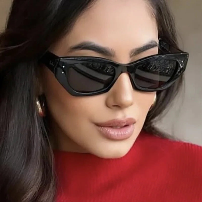 JNPCXI New Cat Eye Women Sunglasses Rice Nail Fashion Jelly White Color Shades UV400 Men Trending Gradient Sun Glasses
