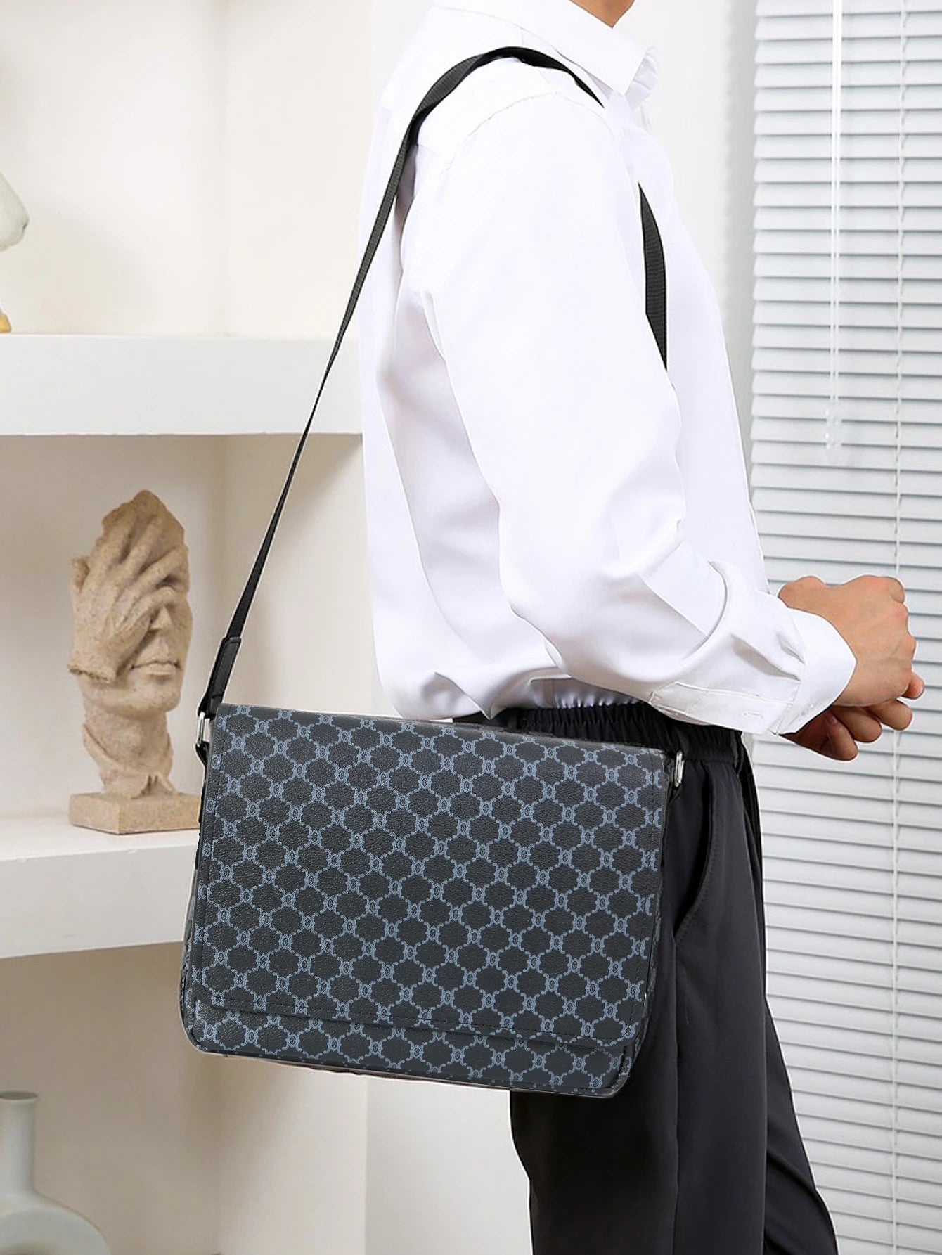 Simple Casual Flap Crossbody Bag Business Work Commuter Portable Shoulder Bag