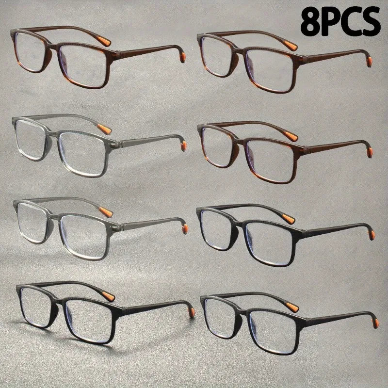 8 Pairs of Reading Glasses Lightweight Elderly Glasses Suitable for Both Men and Women Suitable for Elderly Computer Use