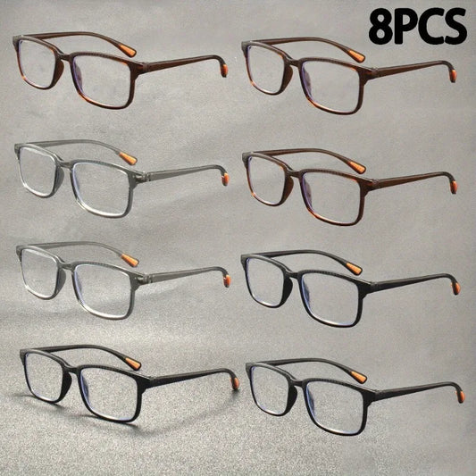 8 Pairs of Reading Glasses Lightweight Elderly Glasses Suitable for Both Men and Women Suitable for Elderly Computer Use
