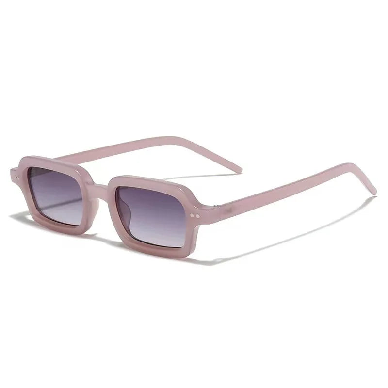 JNPCXI New Retro Small Rectangle Jelly Color Sunglasses Women Shades UV400 Fashion Rivets Men Punk Gradient Sun Glasses