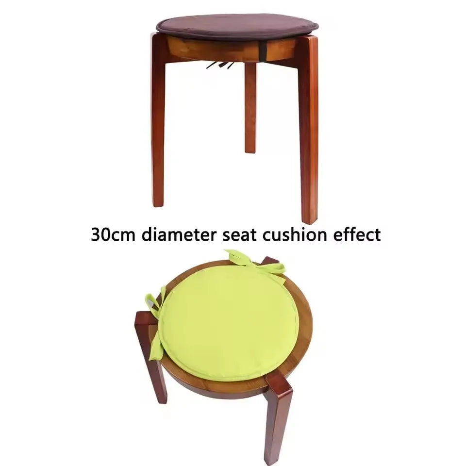 1pc Circular Strap Thickened Sponge Chair Cushion Simple Fabric Dining Chair Cushion With Straps Outdoor Picnic Seat Cushion